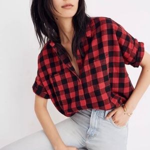 Madewell Oversized Buffalo Plaid Button Down Top